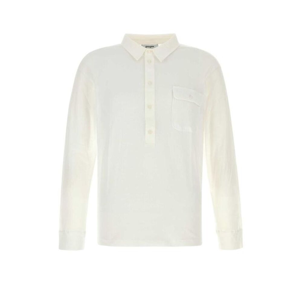 GIMAGUAS Men's Long Sleeve Polo Shirt Men WHITE T-Shirts